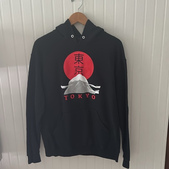 Bowery Supply Co. Tokyo Graphic Black Hooded Sweatshirt sz M - Picture 12 of 13